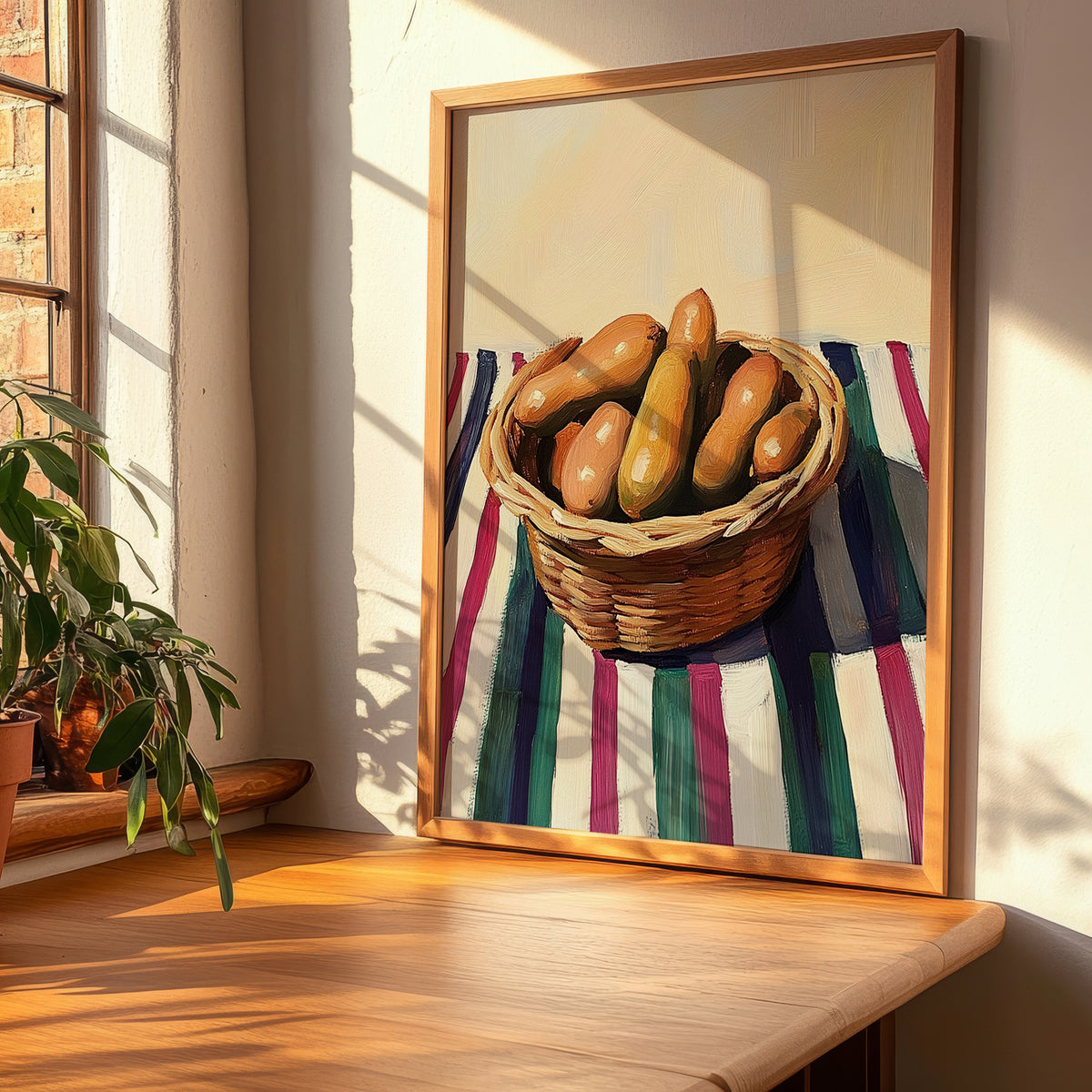 Tamarind – on Striped Tablecloth, Vegetable Still Life, clean layout with no caption