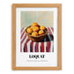 Loquat – on Striped Tablecloth, Vegetable Still Life, set in oak frame