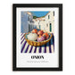 Onion – White village Street Café Scene, Vegetable Wall Illustration, in sleek black frame