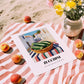 Zucchini – White village Urban Café Scene, Vegetable Wall Painting, unframed on coastal sand