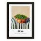 Peas – on Striped Tablecloth, Vegetable Wall Print, in sleek black frame