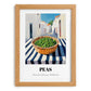 Peas – White village Outdoor Café Scene, Vegetable Print, set in oak frame
