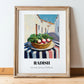 Radish – White village Café on the Corner, Vegetable Poster, in wooden frame leaning on the floor