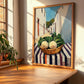 Turnip – White village Street Café Scene, Vegetable Illustration, clean layout with no caption