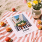 Turnip – White village Street Café Scene, Vegetable Illustration, unframed on coastal sand