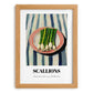Green Onions – on Striped Tablecloth, Vegetable Wall Decor, set in oak frame