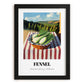 Fennel – Valley Café Scene, Vegetable Painting, in sleek black frame