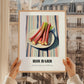 Rhubarb – on Striped Tablecloth, Vegetable Wall Decor, styled in a charming Paris street view