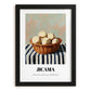 Jicama – on Striped Tablecloth, Vegetable Wall Art, in sleek black frame