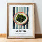 Seaweed – on Striped Tablecloth, Fresh Herbs Still Life, in wooden frame leaning on the floor