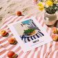 Mint – White village Café on the Corner, Fresh Herbs Painting, unframed on coastal sand