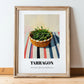 Tarragon – on Striped Tablecloth, Fresh Herbs Still Life, in wooden frame leaning on the floor