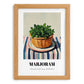 Marjoram – on Striped Tablecloth, Fresh Herbs Poster, set in oak frame