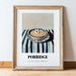 Porridge – on Striped Tablecloth, British Food Painting, in wooden frame leaning on the floor