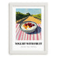 Yogurt With Fruit – Hillside Café View, Greek Food Wall Decor, placed in minimal white frame