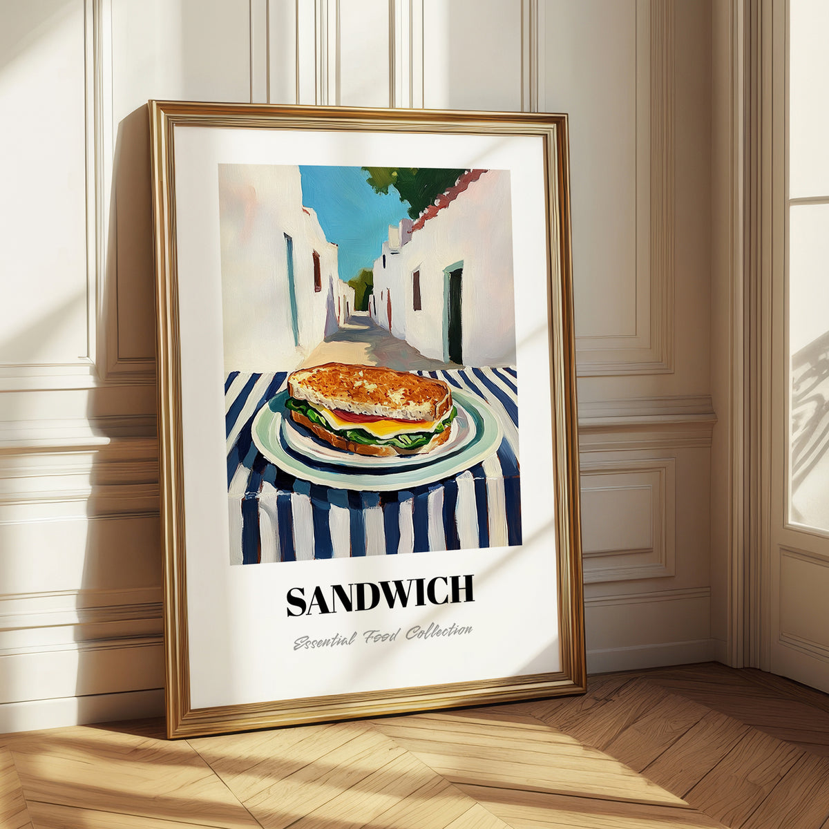 Sandwich – White village Urban Café Scene, British Food Painting