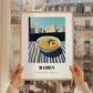 Ramen – Tokyo Skyline Café Scene, Japanese Pasta Wall Decor, styled in a charming Paris street view