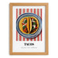 Tacos – on Striped Tablecloth, Mexican Food Art, set in oak frame