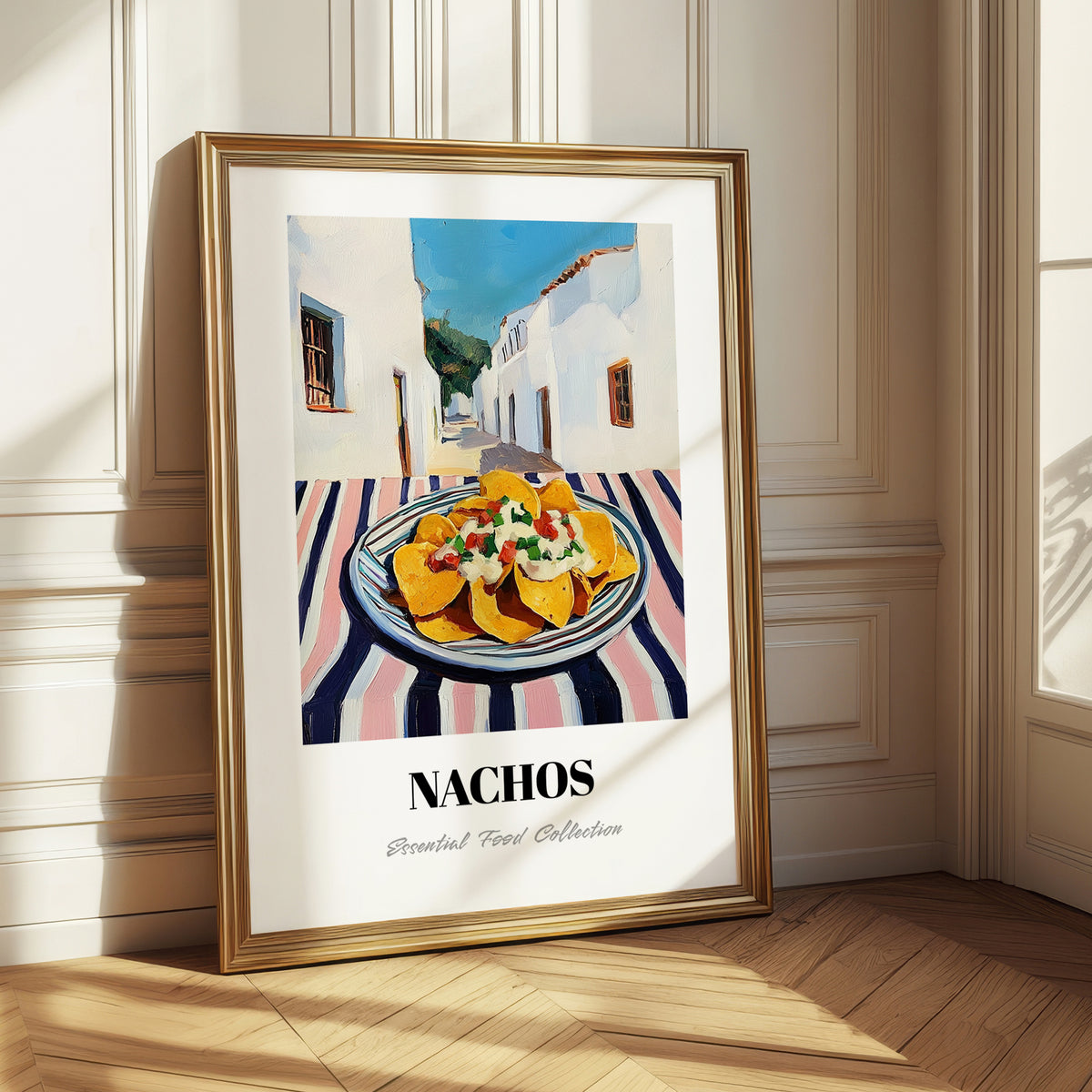 Nachos – White village Café on the Corner, Mexican Cheese Illustration 
