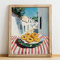 Onion Rings – White village Café on the Corner, American Food Wall Decor, no-text version framed in wood