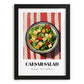Caesar Salad – on Striped Tablecloth, American Food Wall Decor, in sleek black frame