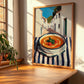 Tomato Soup – White village Outdoor Café Scene, American Food Still Life, clean layout with no caption