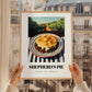Shepherd’s Pie – Hillside Café View, British Food Painting, styled in a charming Paris street view