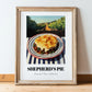 Shepherd’s Pie – Hillside Café View, British Food Painting, in wooden frame leaning on the floor