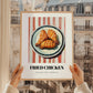 Fried Chicken – on Striped Tablecloth, American Food Still Life, styled in a charming Paris street view