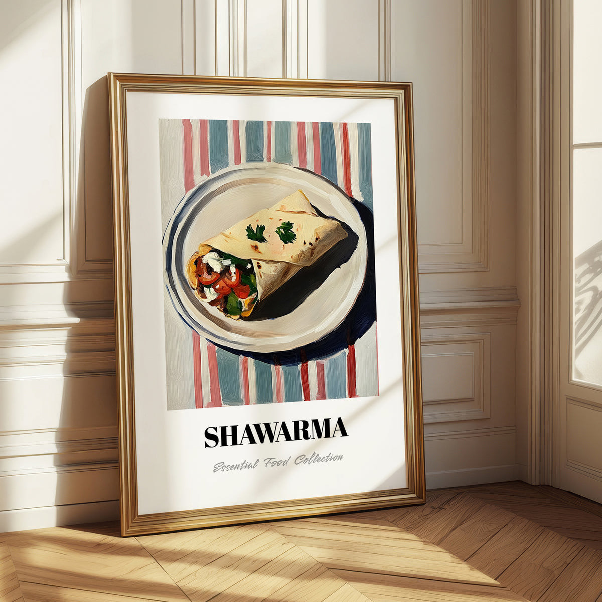 Shawarma – on Striped Tablecloth, Middle Food Print