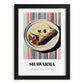 Shawarma – on Striped Tablecloth, Middle Food Print, in sleek black frame