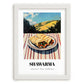 Shawarma – Hilltop Café Scene, Middle Food Wall Art, placed in minimal white frame