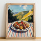 Kebab – Hilltop Table Scene, Turkish Food Poster, no-text version framed in wood