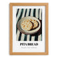 Pita Bread – on Striped Tablecloth, Greek Food Painting, set in oak frame