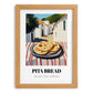 Pita Bread – White village Café on the Corner, Greek Food Illustration, set in oak frame