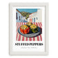 Stuffed Peppers – White village Café on the Corner, Balkan Food Poster, placed in minimal white frame