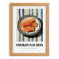 Smoked Salmon – on Striped Tablecloth, Norwegian Food Art, set in oak frame
