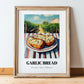 Garlic Bread – Hillside Café View, Italian Food Wall Decor, in wooden frame leaning on the floor