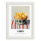 Chips – on Striped Tablecloth, American Food Print, placed in minimal white frame