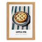 Apple Pie – on Striped Tablecloth, American Dessert Print, set in oak frame