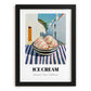 Ice Cream – White village Café on the Corner, American Ice Cream Wall Decor, in sleek black frame