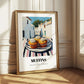 Muffins – White village Street Café Scene, American Pastry Print 