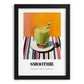 Smoothie – on Striped Tablecloth, American Drink Print, in sleek black frame