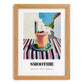 Smoothie – White village Urban Café Scene, American Drink Illustration, set in oak frame