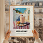 Milkshake – White village Urban Café Scene, American Drink Painting, styled in a charming Paris street view