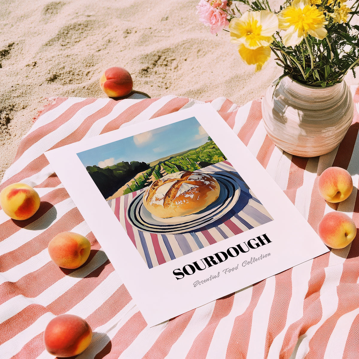 Sourdough – Hillside Café View, American Food Wall Decor, unframed on coastal sand