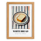 White Bread – on Striped Tablecloth, American Food Print, set in oak frame