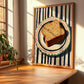 Whole Wheat Bread – on Striped Tablecloth, American Food Wall Art, clean layout with no caption