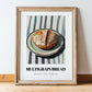 Multigrain Bread – on Striped Tablecloth, American Food Poster, in wooden frame leaning on the floor