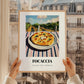 Focaccia – Hilltop Table Scene, Italian Food Illustration, styled in a charming Paris street view
